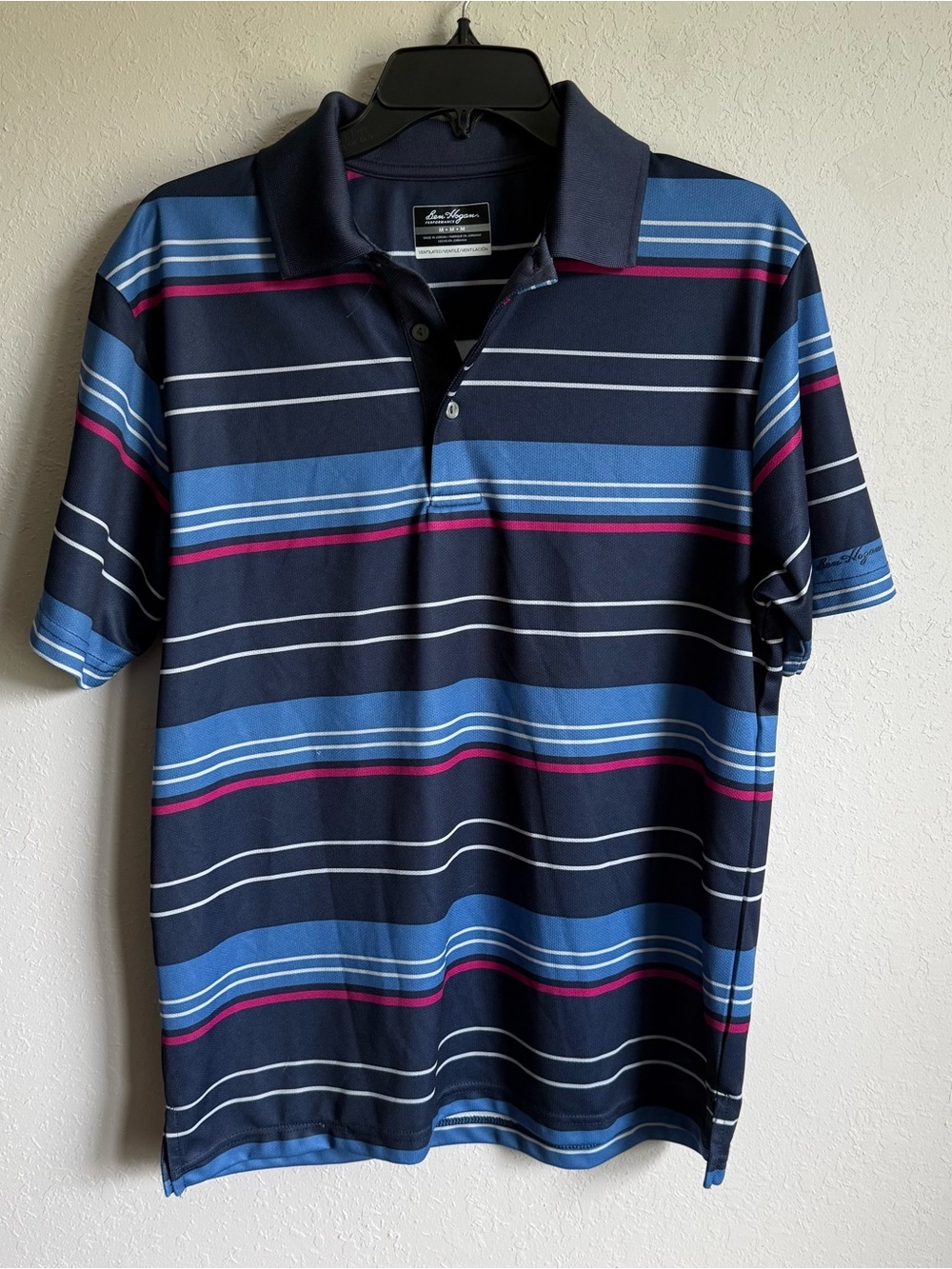 Men’s M Multicolor Ben Hogan Performance Ventilated Golfing Activewear Polo
